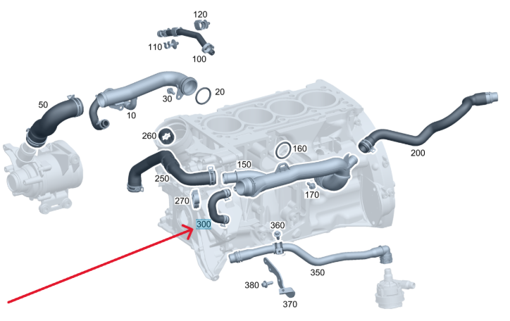 Merc Coolant Hose 264 200 1000