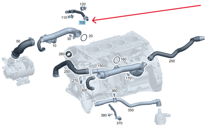Merc Coolant Hose 264 200 3101