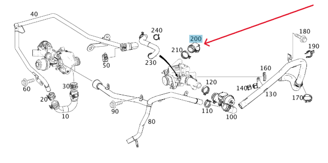 Merc Coolant Hose Feed Line 270 203 0482