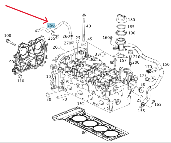 Merc Coolant Hose - To Expansion Reservoir  270 203 1882