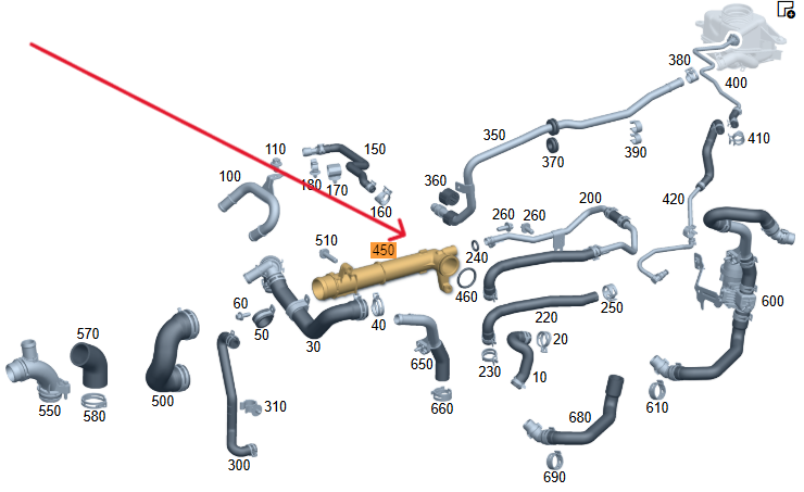 Merc Coolant Line - On Cylinder Crankcase 274 200 0053