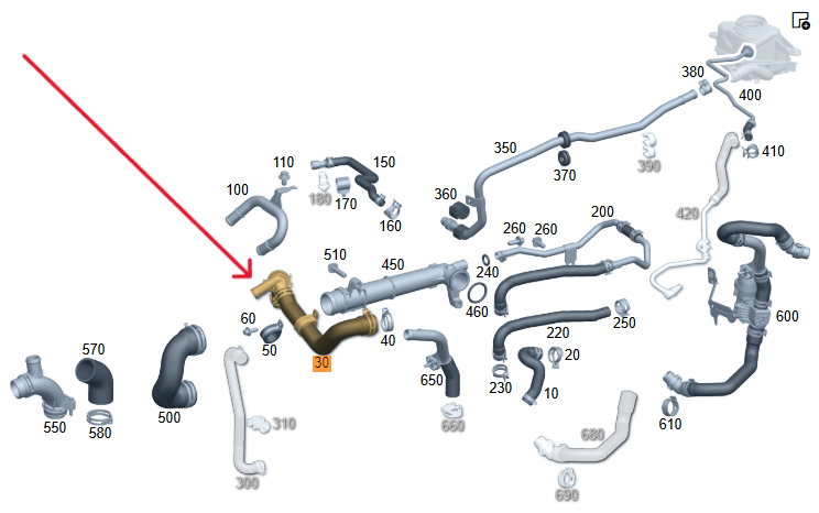 Merc Coolant Hose - Between Thermostat And Water Pump 274 200 0300