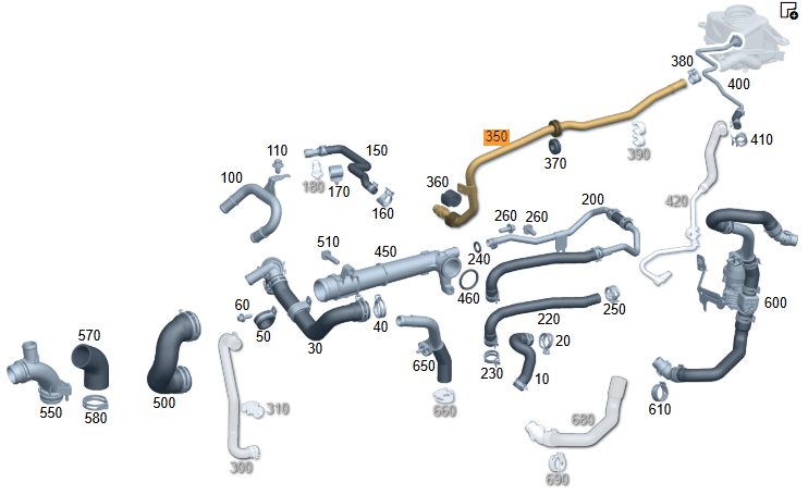 Merc Coolant Line - To Expansion Reservoir 274 203 4002