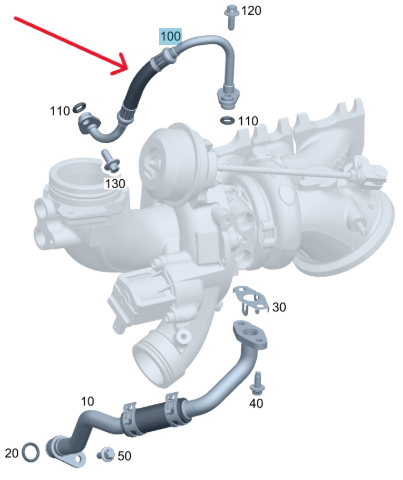 Merc Oil Inlet Line - To Left Exhaust Gas Turbocharger 276 090 0377