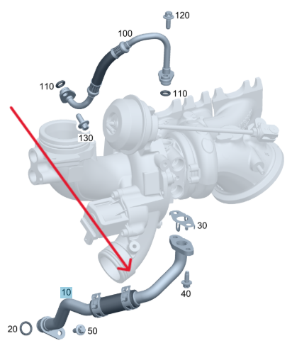 Merc Oil Return Line - To Right Exhaust Gas Turbocharger 276 090 1600