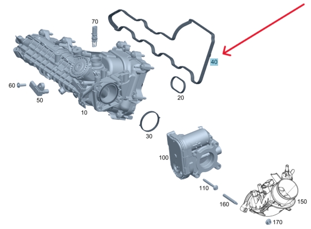 Merc Intake manifold Elastomeric Molded Seal 282 098 0400